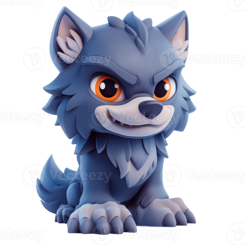Cartoon Style 3D Werewolf Icon for Digital Art and Gaming Projects, isolated on transparent background, Format png