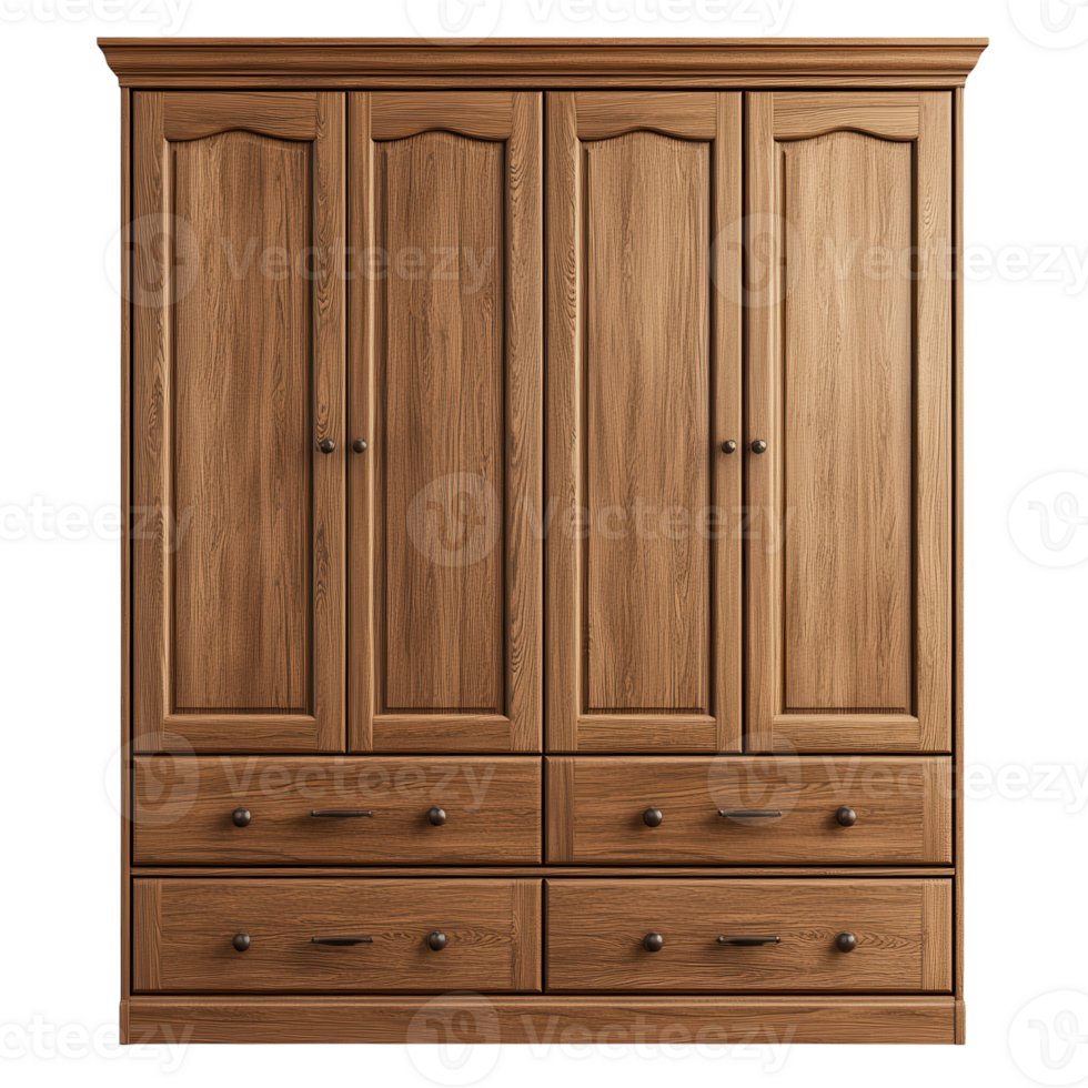 Modern Wardrobe Cabinet with a White Background for Stylish Interiors, isolated on transparent background, Format png