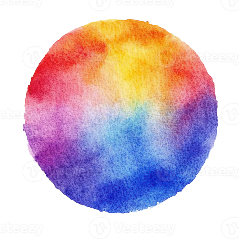 Vibrant Watercolor Rainbow Circle Illustration for Artistic Design Projects, isolated on transparent background, Format png