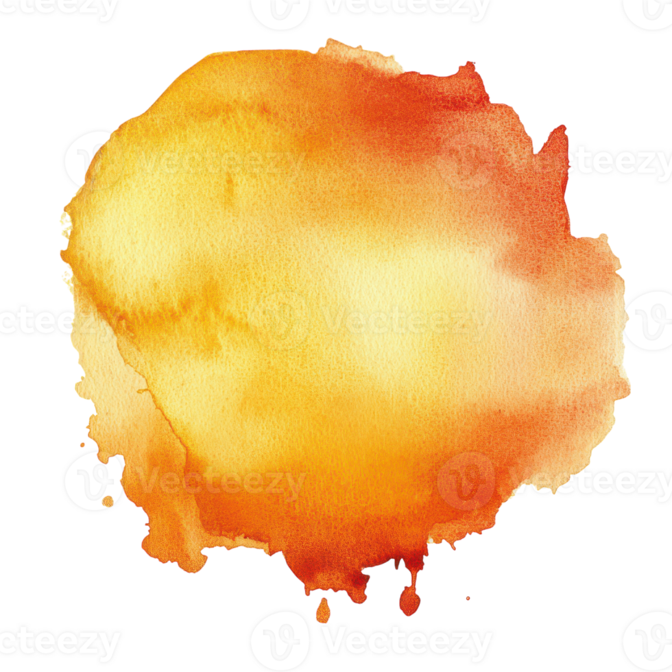 Vibrant Watercolor Stain on White Background for Creative Projects, isolated on transparent background, Format png