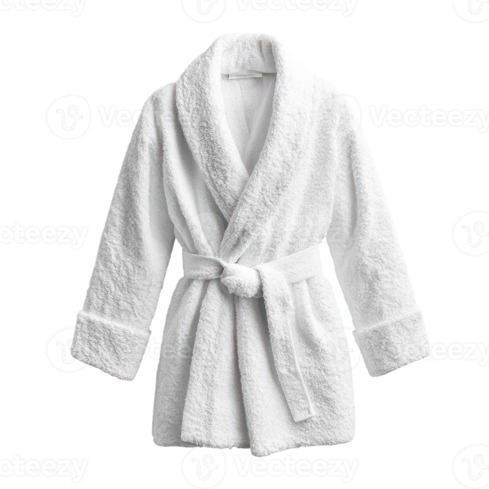 Elegant White Bathrobe against a Crisp White Background for Relaxation or Spa Use, isolated on transparent background, Format png