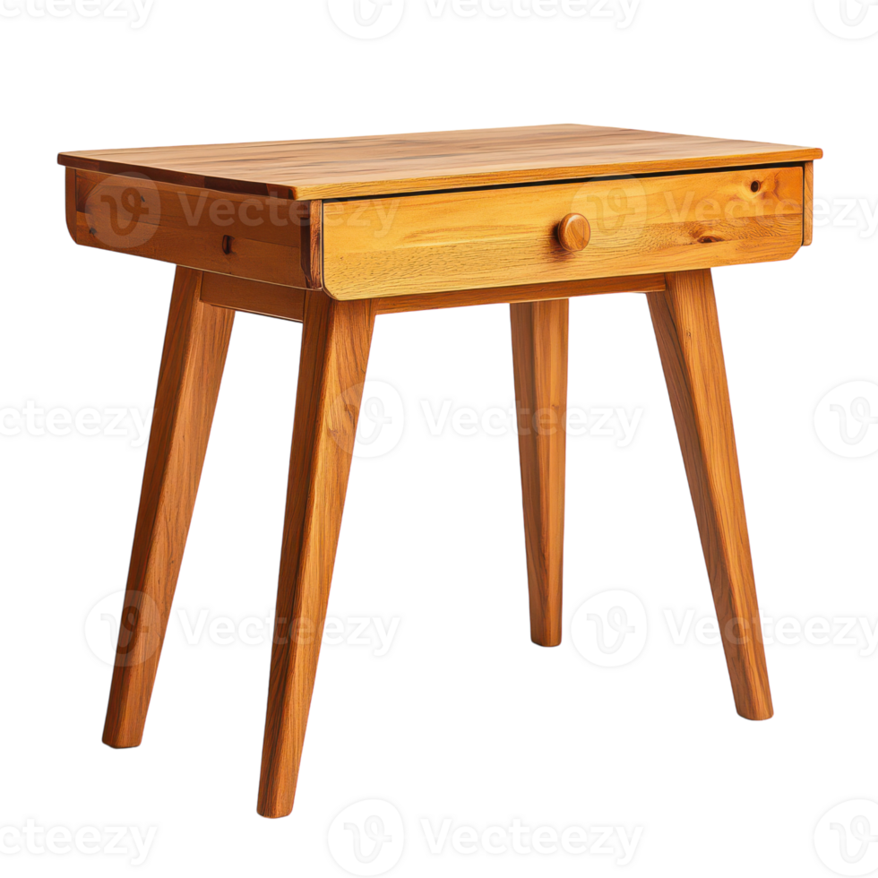 Elegant Wooden Desk with Drawer on a White Background for Modern Interiors, isolated on transparent background, Format png