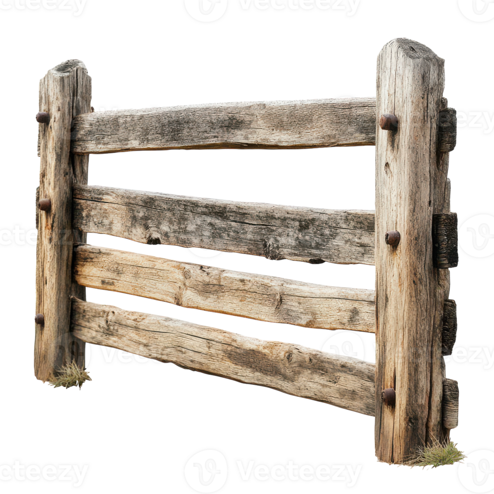 Decorative Wooden Farm Fence Ideal for Agricultural and Gardening Projects, isolated on transparent background, Format png