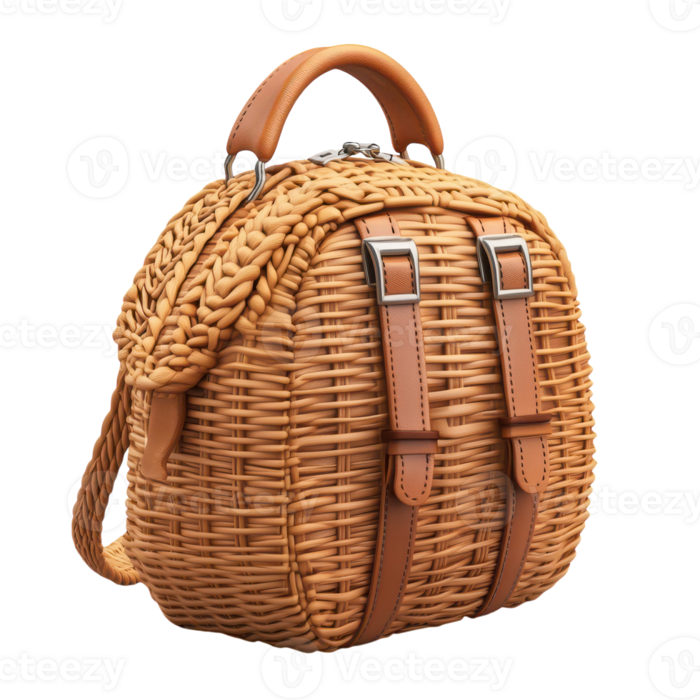 Colorful Cartoon Style Woven Backpack Icon for Fun Illustrations and Designs, isolated on transparent background, Format png