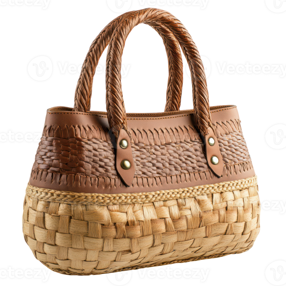 Stylish Woven Handbag Perfect for Fashion Enthusiasts and Daily Use, isolated on transparent background, Format png