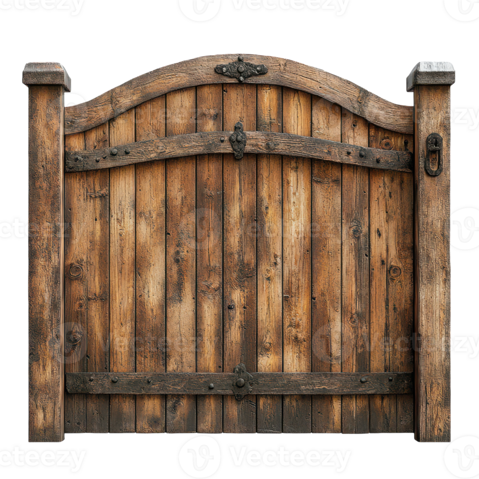 Wooden Gate Isolated on White Background for Home and Garden Decoration Concepts, isolated on transparent background, Format png