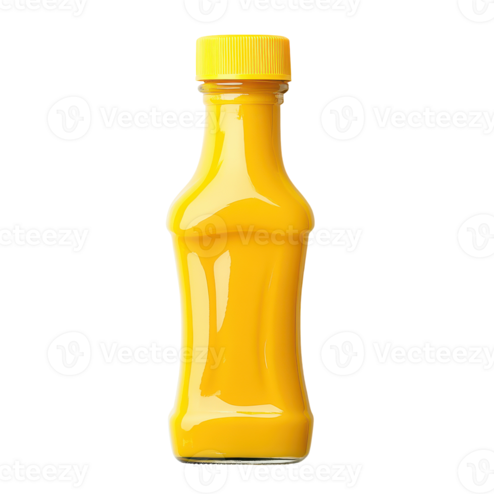 Yellow Mustard Bottle on a White Background for Culinary Use, isolated on transparent background, Format png