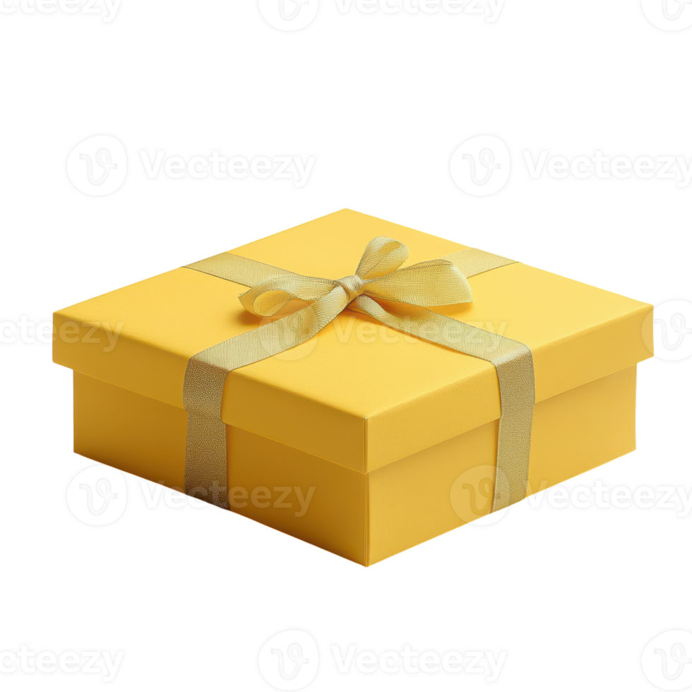 Yellow Gift Box Isolated on a White Background for Celebrations and Promotions, isolated on transparent background, Format png