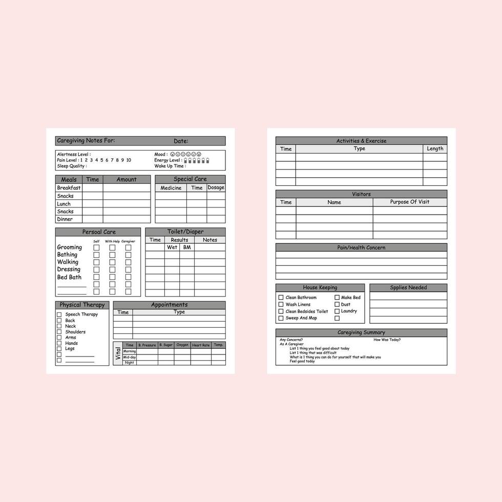 illustration of caregiving log book vector
