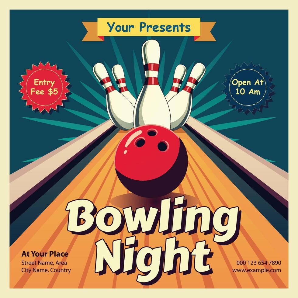 llustration of creative bowling night poster template design vector