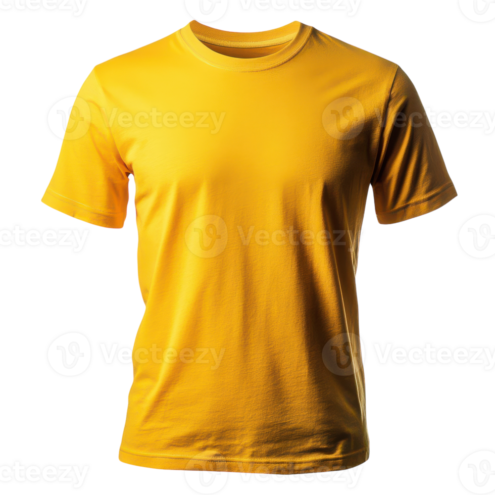 Vibrant Yellow T-Shirt Design Isolated on White Background for Fashion Promotions, isolated on transparent background, Format png