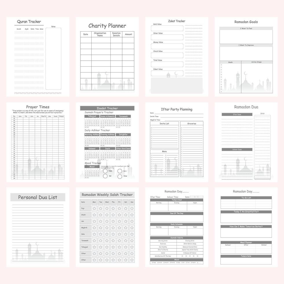 illustration of Ramadan planner journal log book vector