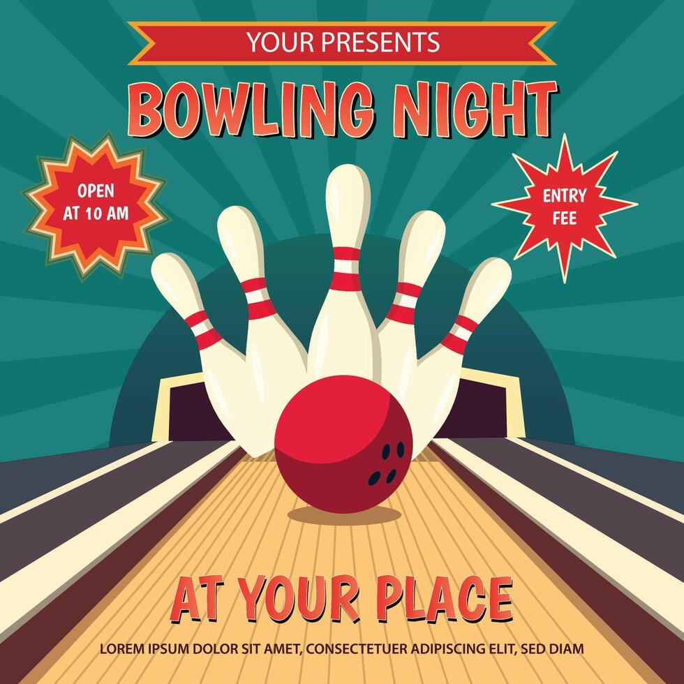 Illustration of Bowling night poster template design vector