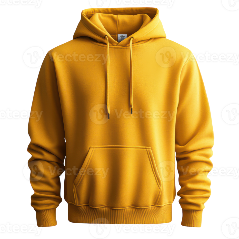 Fashionable Yellow Hoodie on a White Background for Trendy Apparel Promotions, isolated on transparent background, Format png