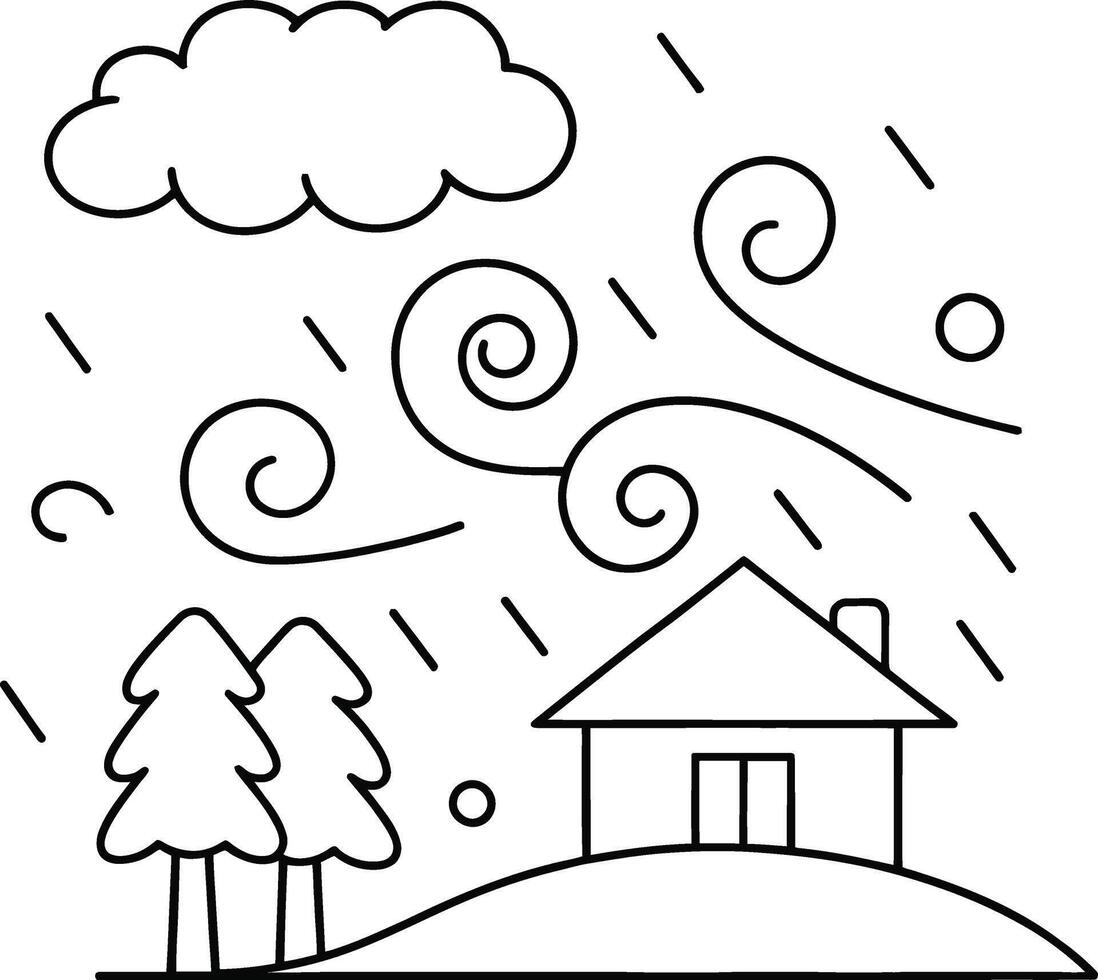 Storm Cyclone Coloring Page for Kids vector