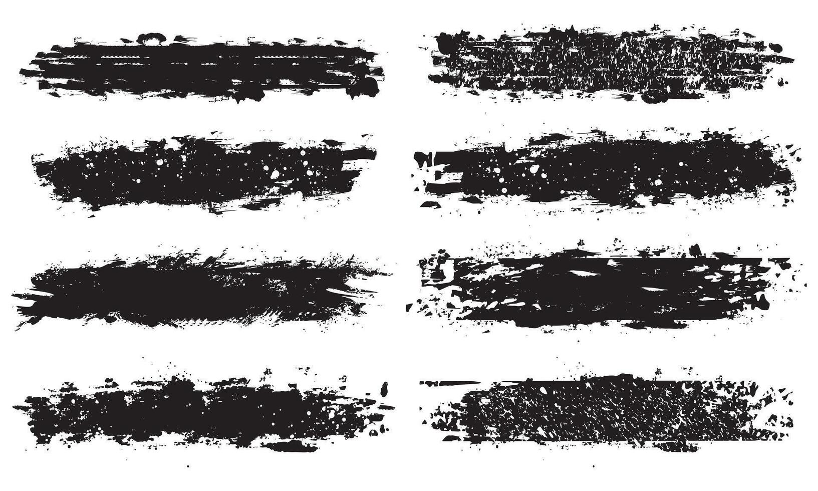 Collection of different abstract black brush stroke blank banner vector