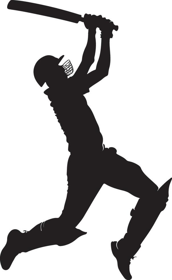 Cricket Batsman Silhouettes Dynamic Designs for Sports Graphics vector
