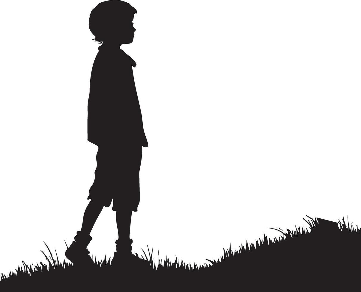 Child Silhouette Standing For Crafts and Graphics vector