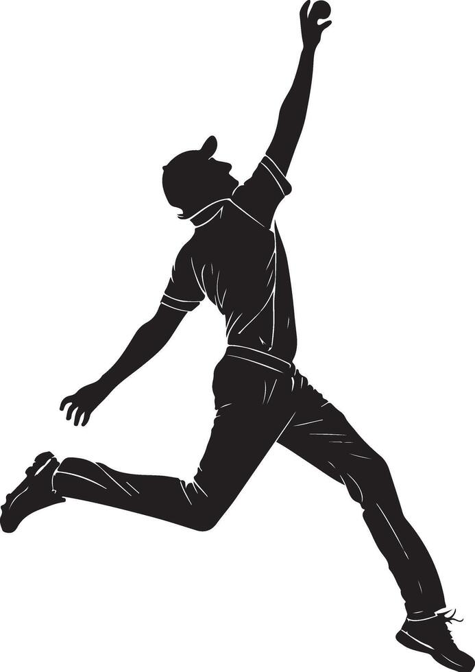 Cricket Bowler Silhouettes Dynamic Design for Sports Graphics vector