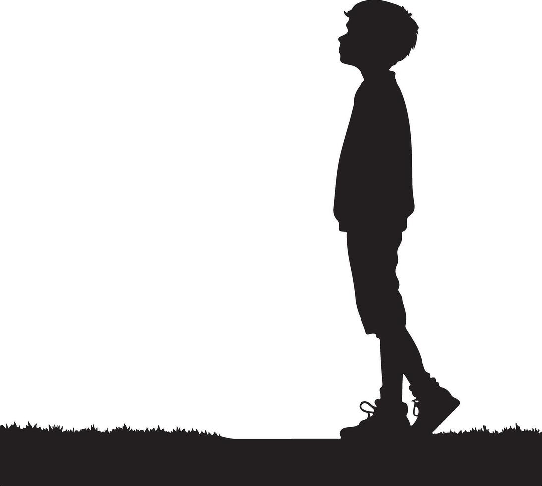 Child Standing Silhouette For Crafts and Graphics vector