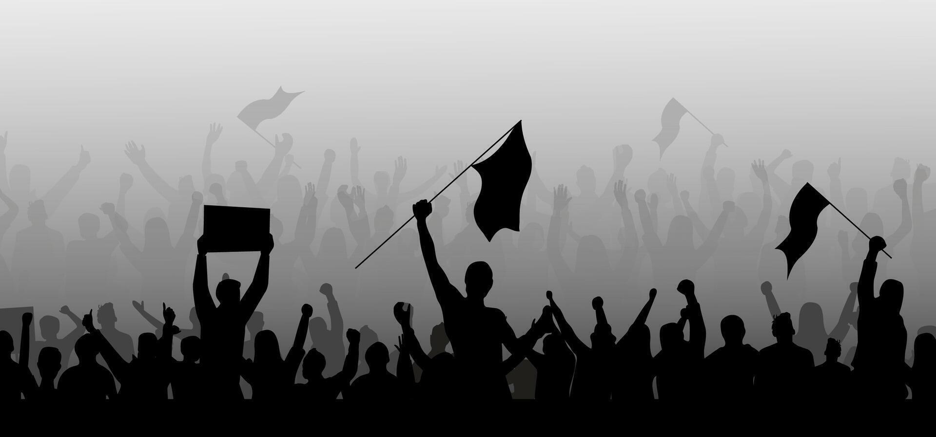Protest crowd holding up placard vector