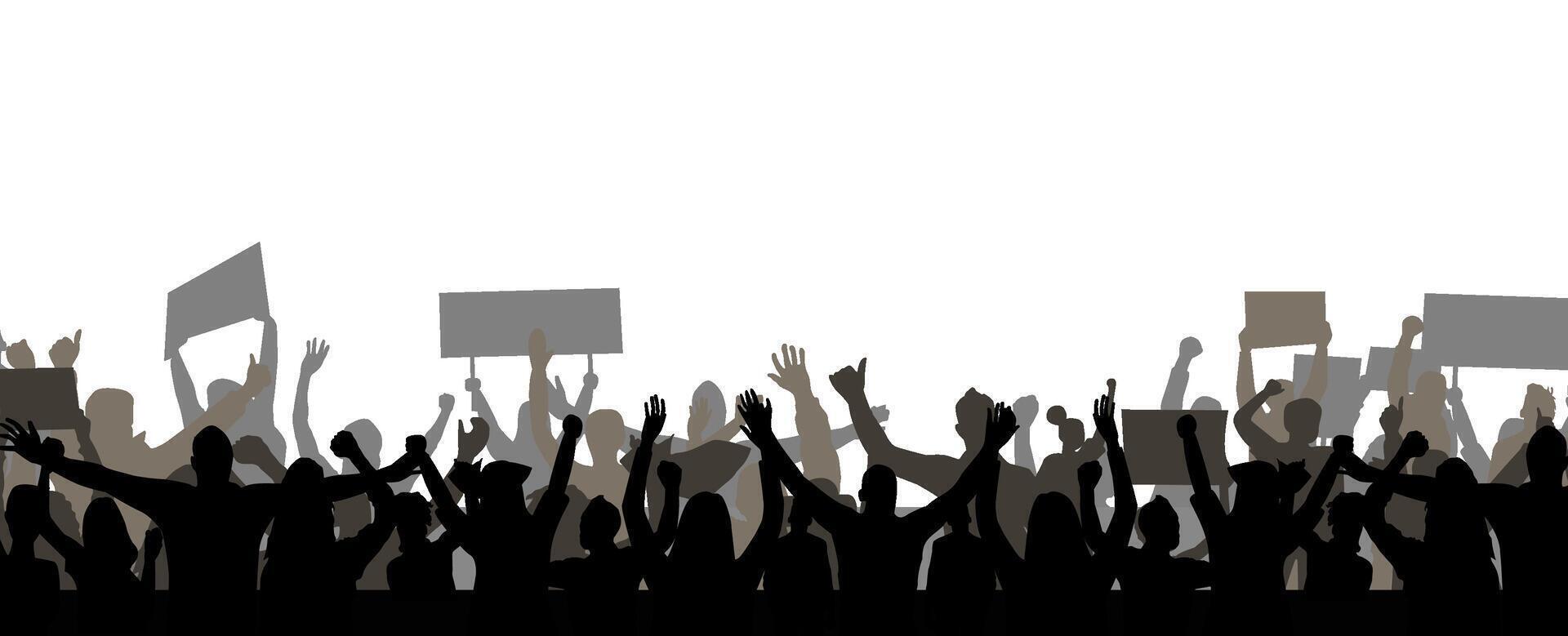 Protest crowd holding up placard style isolated vector
