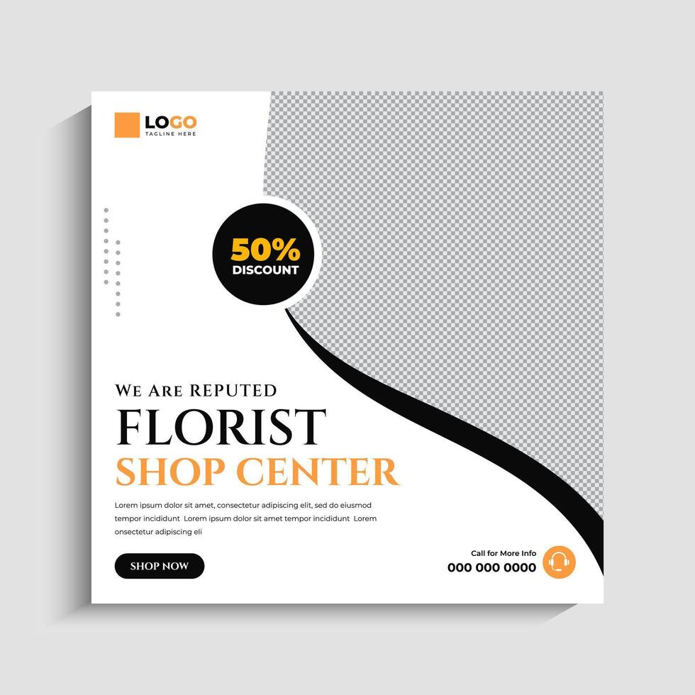 Flower Shop social media post or web banner template vector