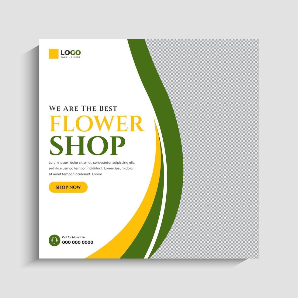 Creative Flower Shop social media post or web banner template vector