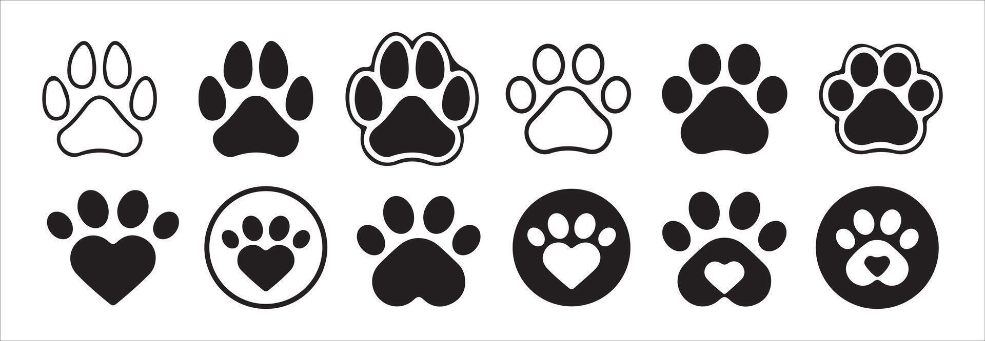 Paw icon set illustration. paw print sign and symbol. vector