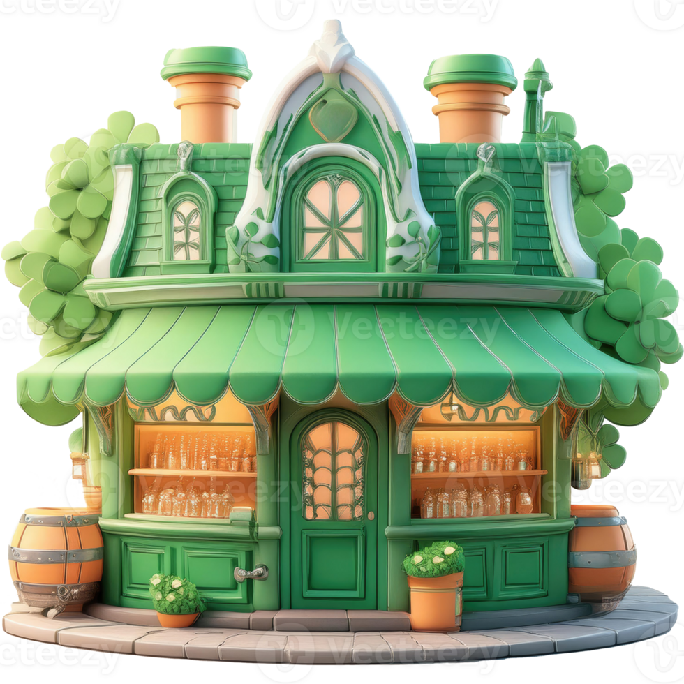 3D minimal Irish pub cartoon style S. Patrick theme isolated png