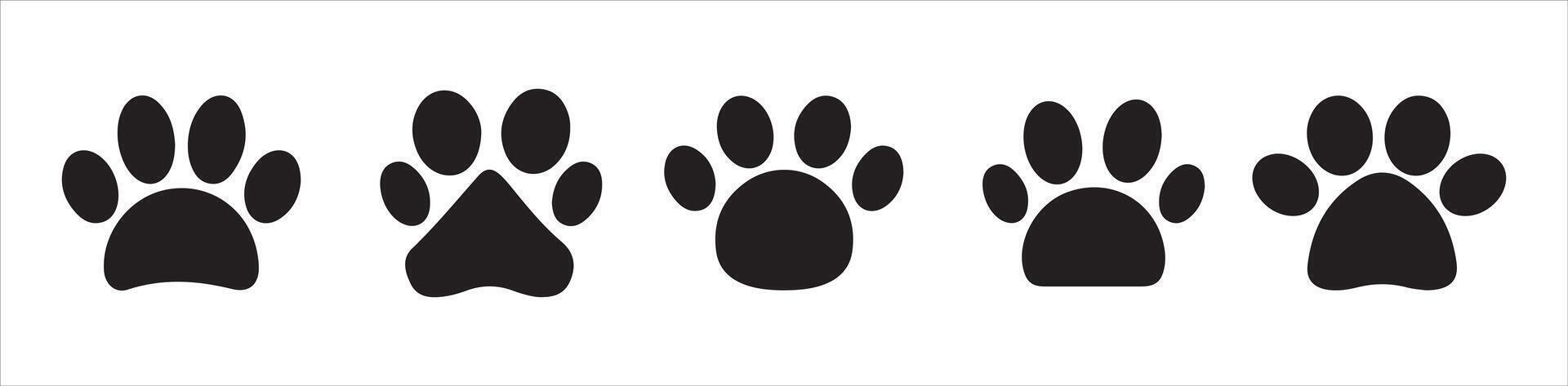 Paw icon set illustration. paw print sign and symbol.Black pawprint animal track divider border stripe design element vector