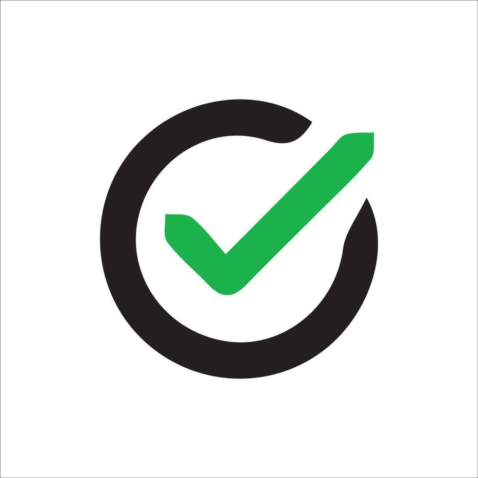 Green check mark icon. vector