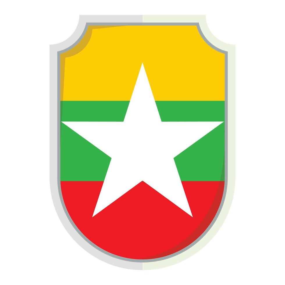 Myanmar national flag shield Badge clipart vector