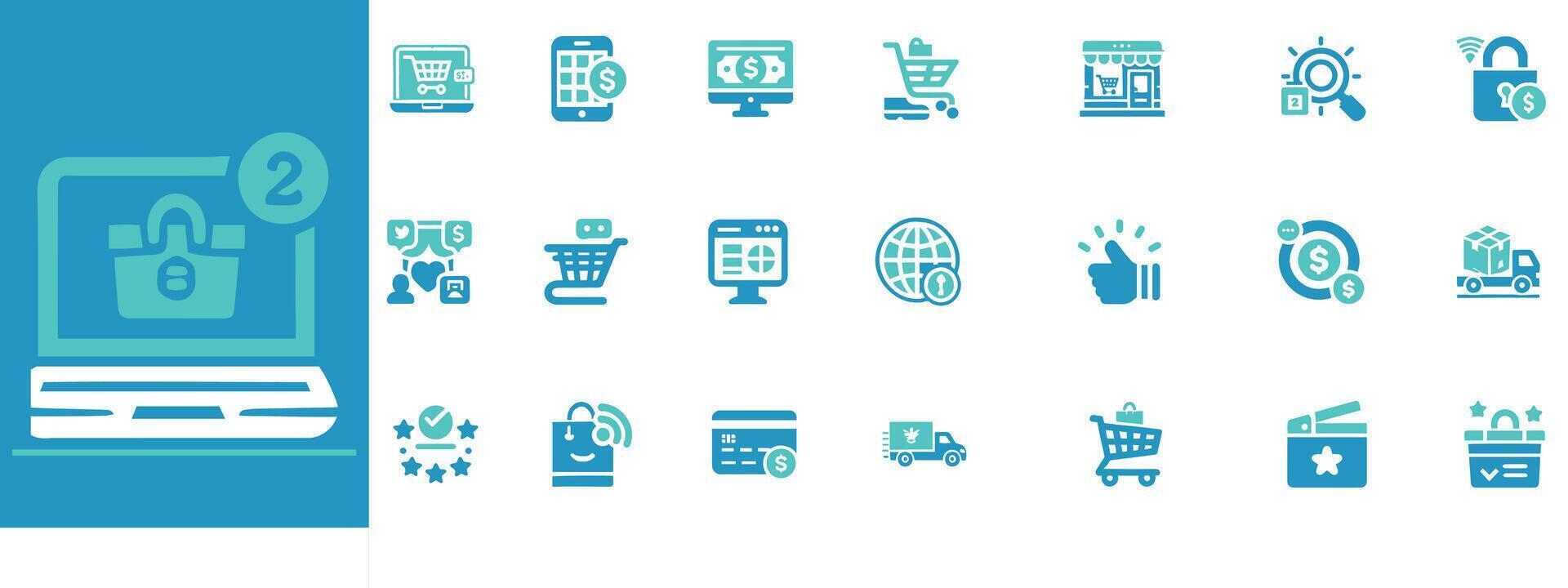 E-commerce and Online Shopping icon vectors sleek, editable designs for retail, marketplaces, payments, and digital stores