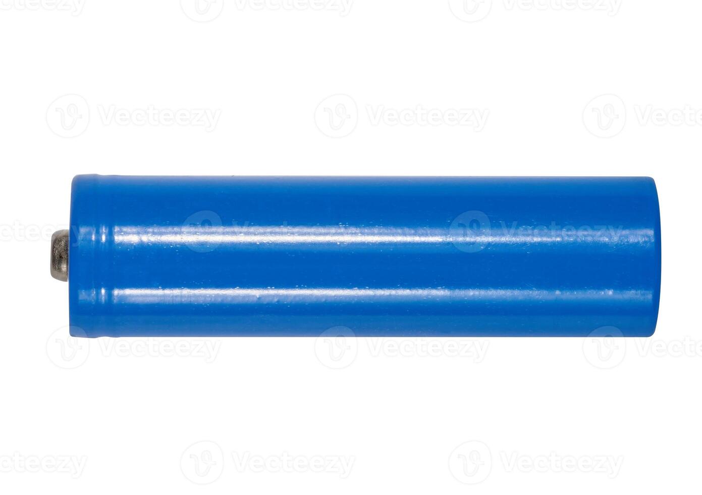 Small blue round battery on isolated background photo