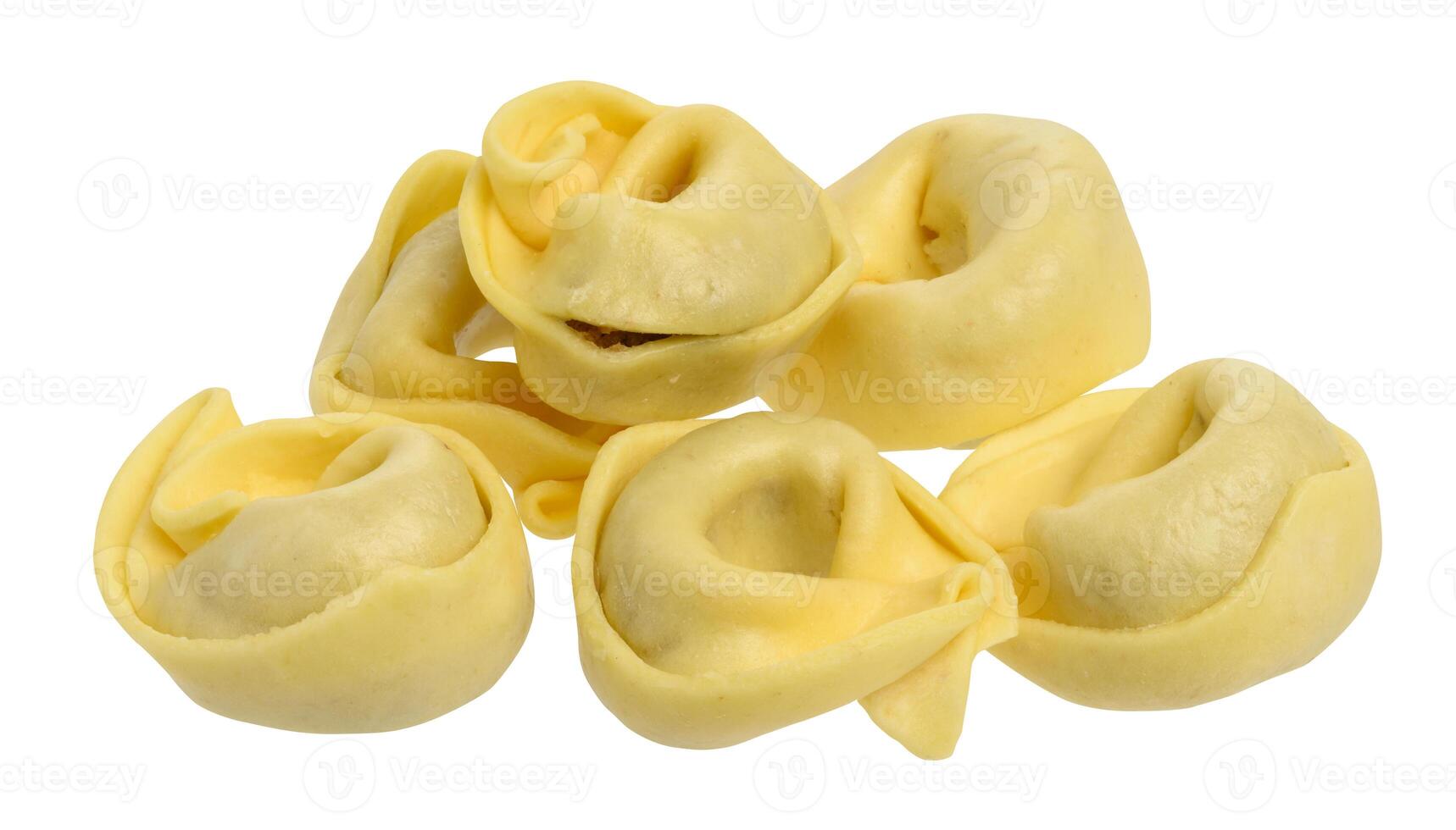 Raw tortellini on isolated background. photo