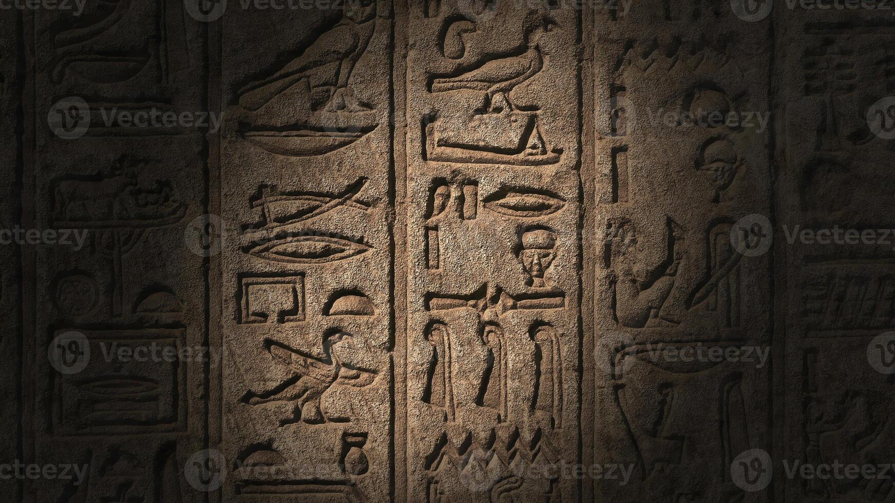 Light spot moving on egypt hieroglyphics photo