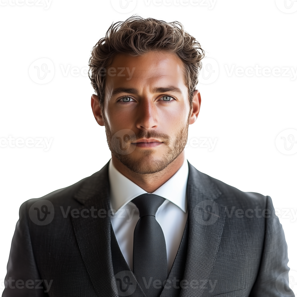 Professional man in formal suit posing with a confident expression against a plain background png