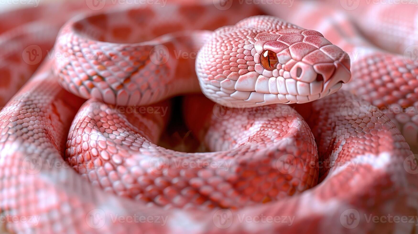 Delicate pink snake resting peacefully on a textured surface photo