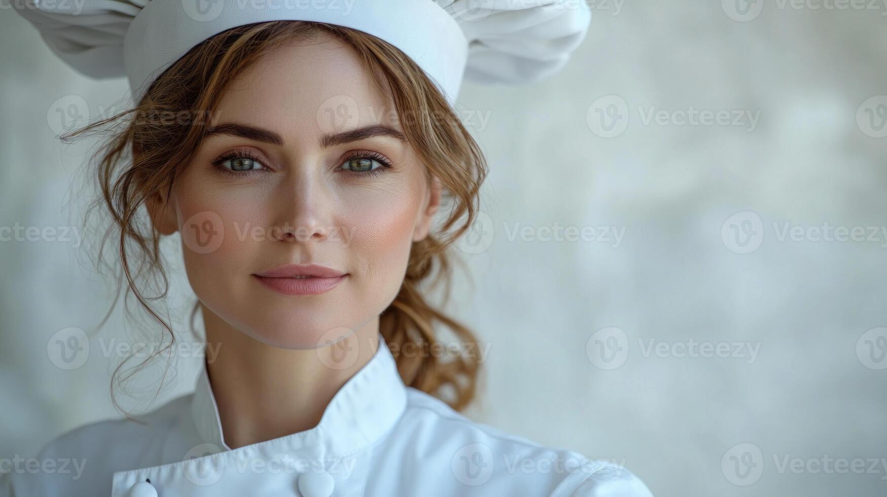 A talented chef smiles warmly while preparing to create delicious dishes photo