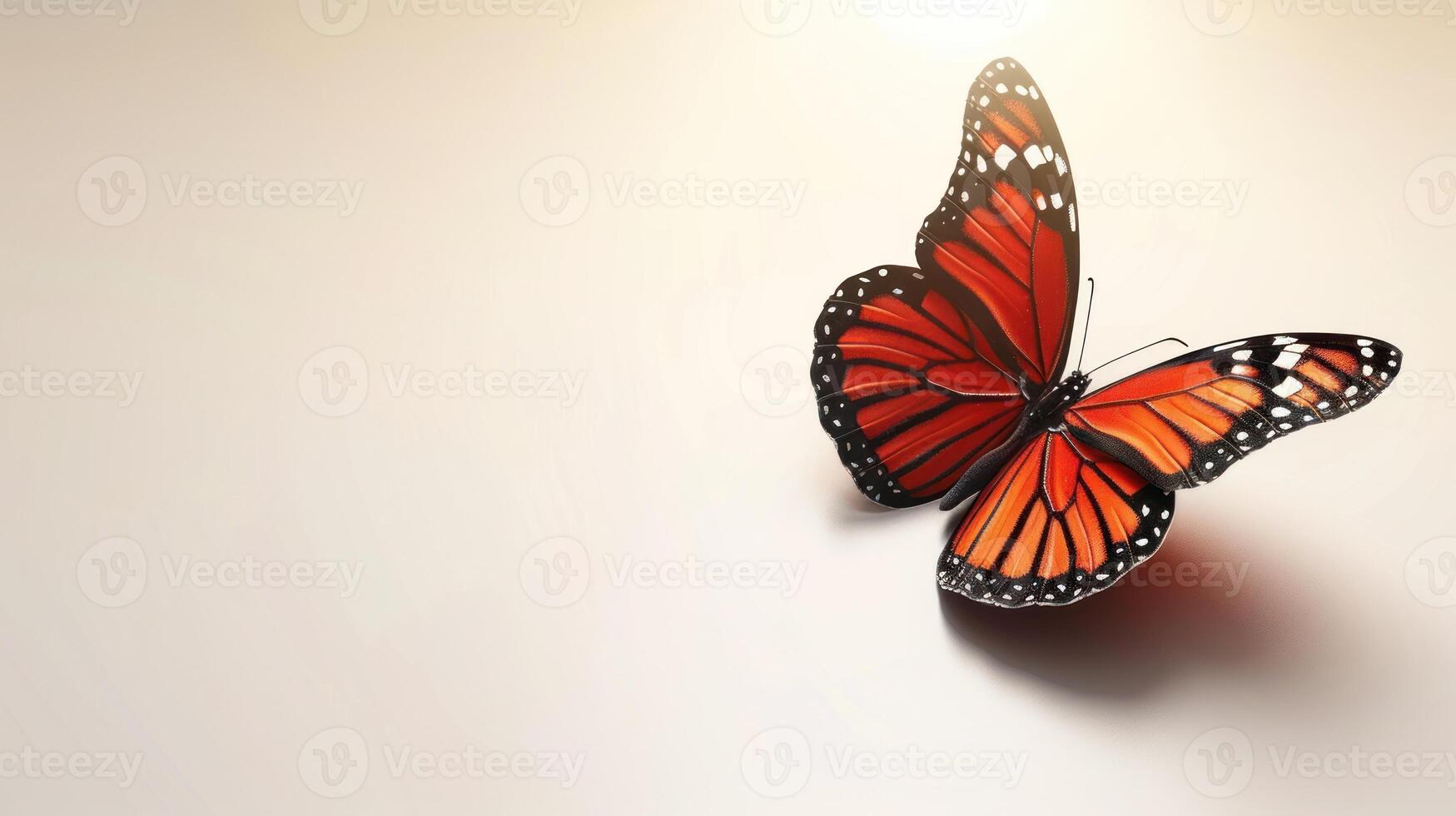 A vibrant monarch butterfly gracefully rests in warm light photo