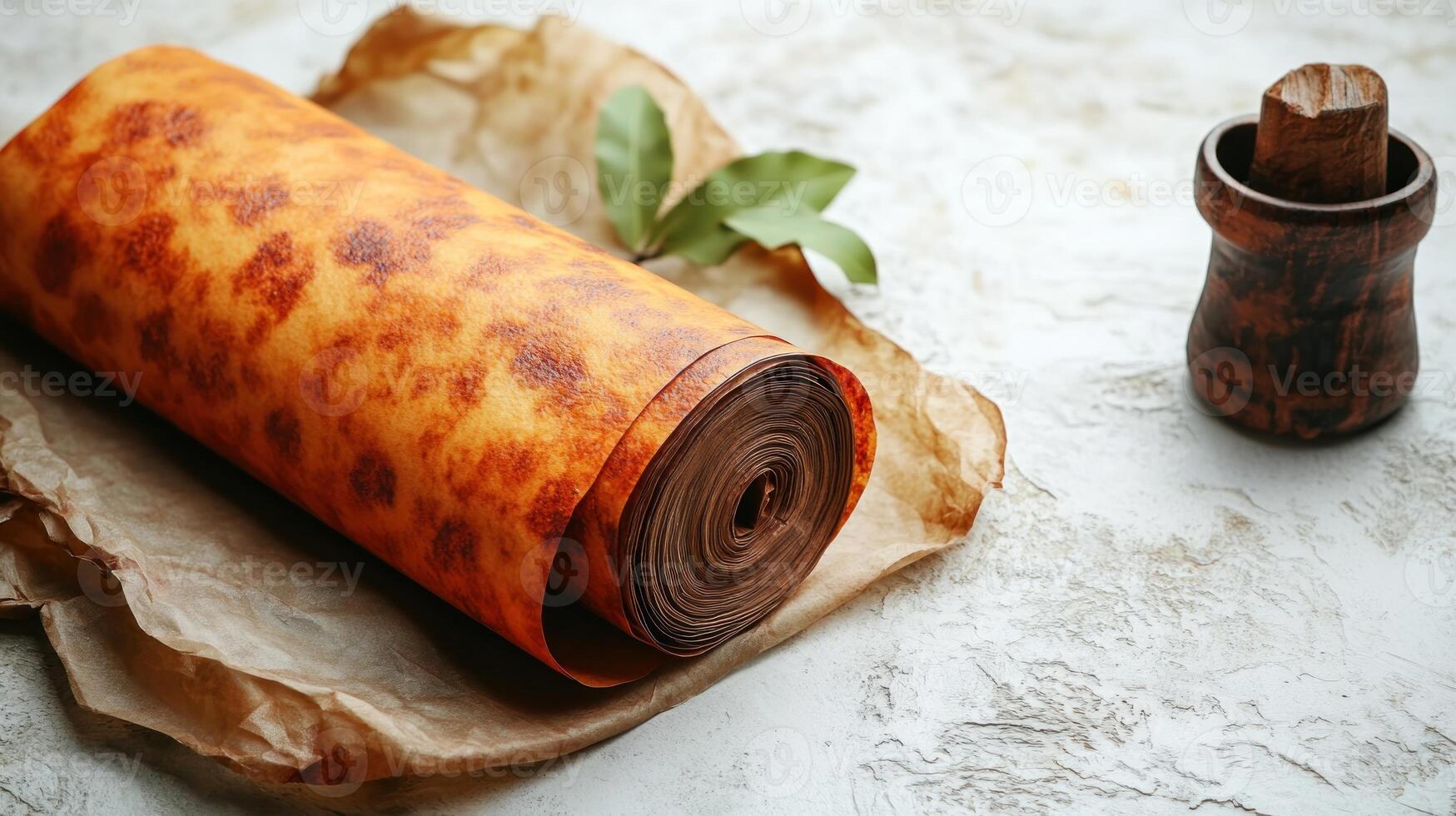 Delicious flatbread awaits preparation with rustic tools nearby photo
