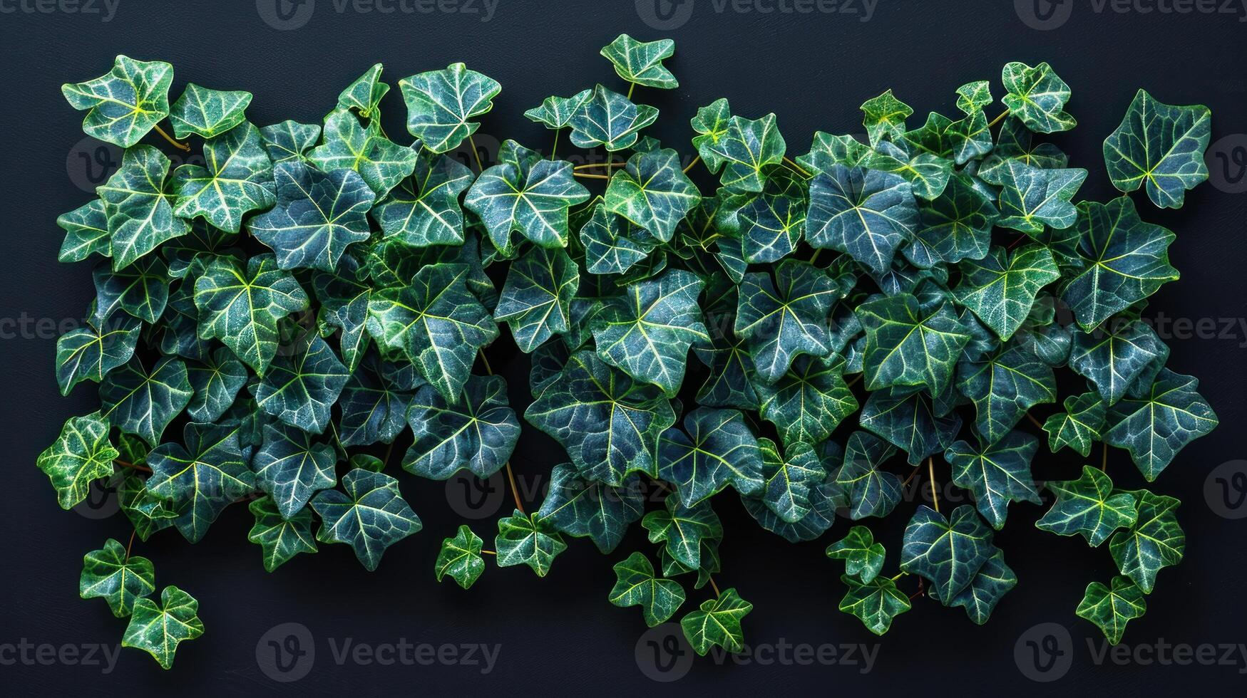 Ivy leaves create a stunning, vibrant display with deep green hues photo