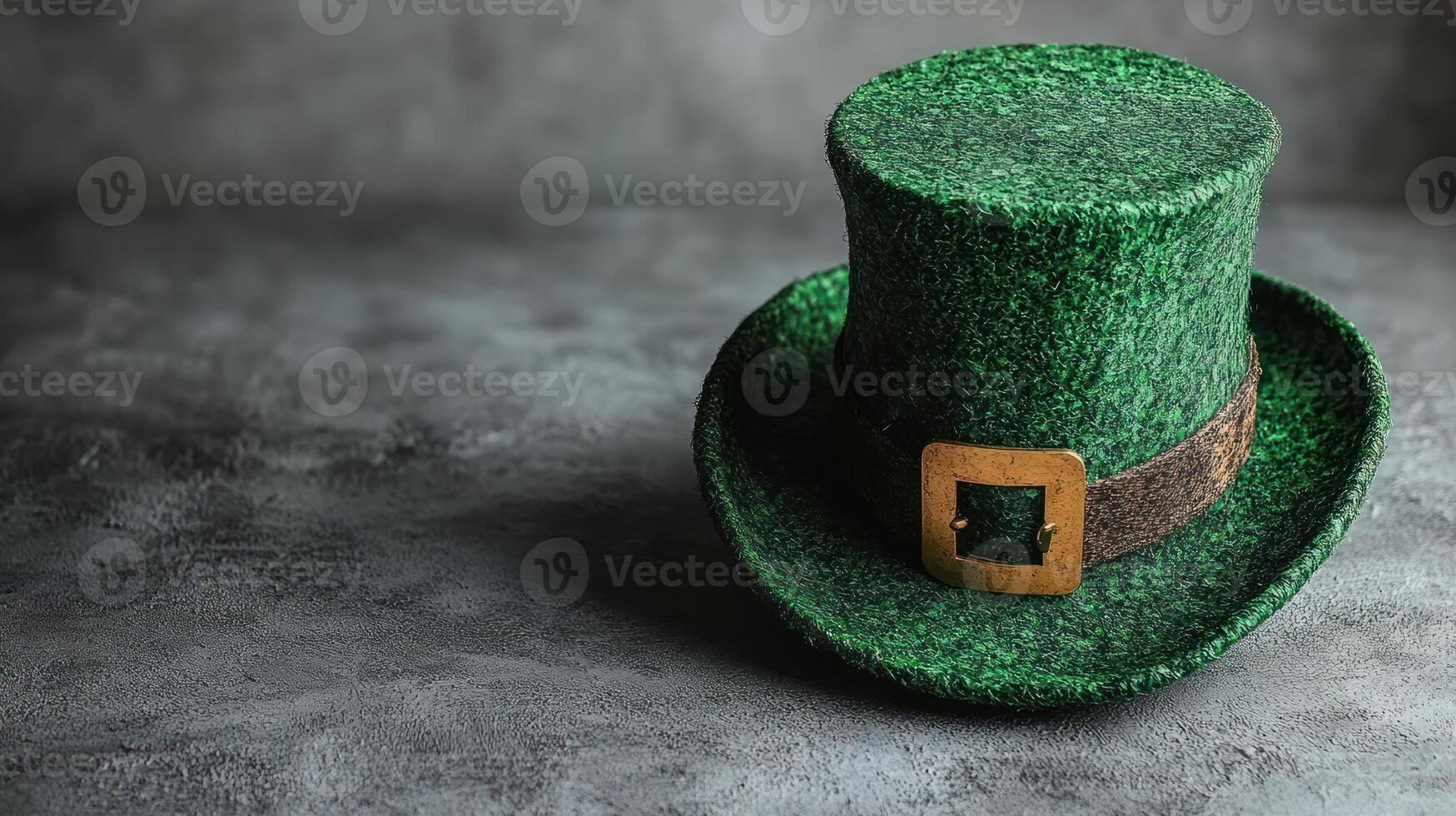 A striking green top hat awaits wearers for a joyful celebration photo