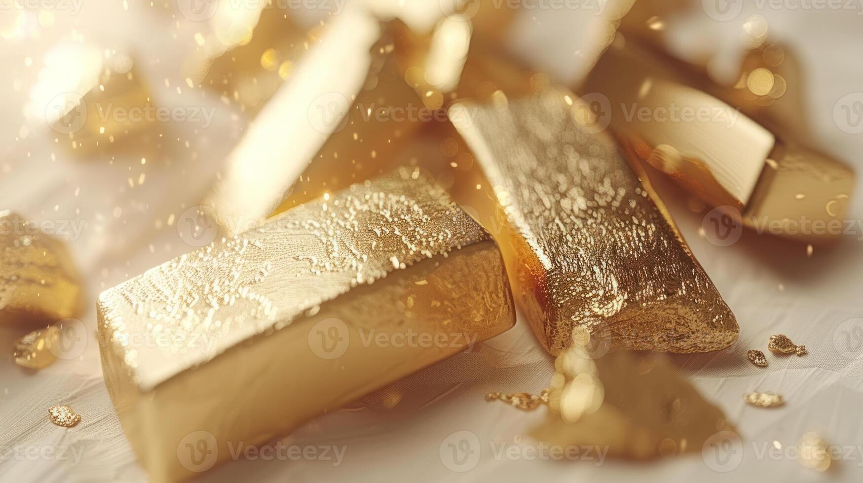 Lustrous gold bars shimmer beautifully, captivating with their rich textures photo