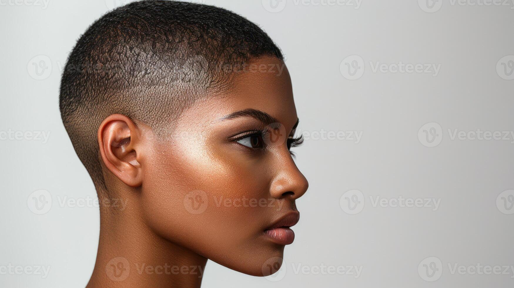 A striking profile highlights her elegant features and glowing complexion photo