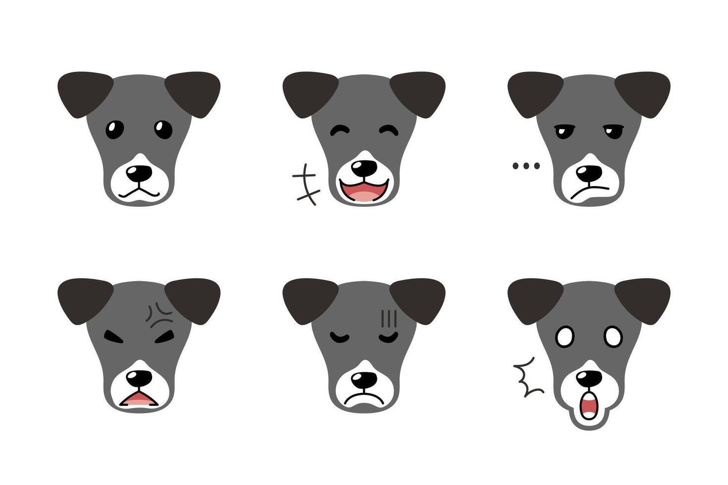 Set of character dog faces showing different emotions for design. vector