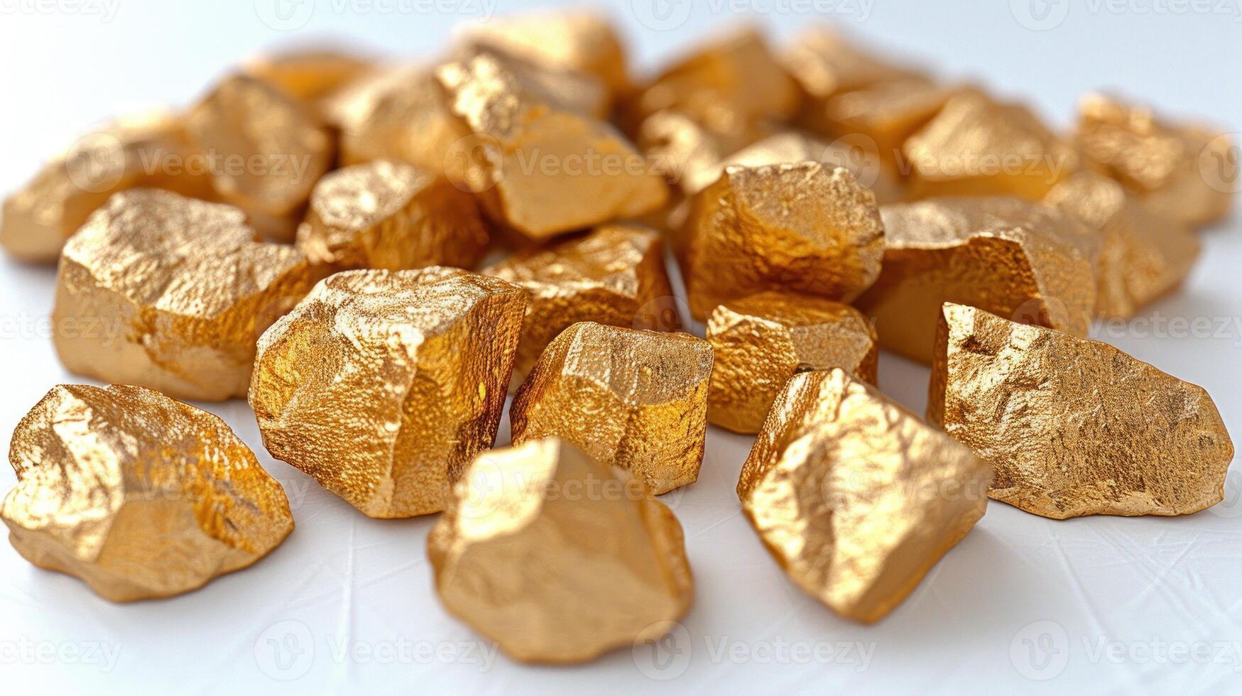 Golden nuggets shine brightly, captivating with their rich, lustrous brilliance photo