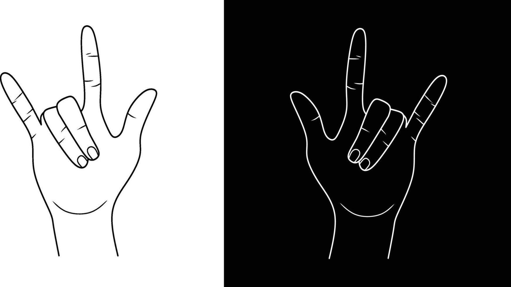 Illustration of a Hand Sign Language Gesture on White and Black Backgrounds vector