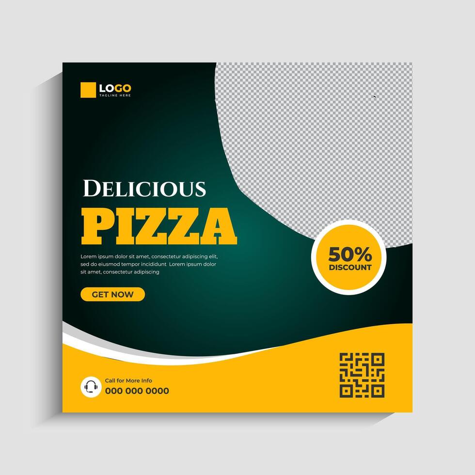 Pizza shop social media post or web banner template vector
